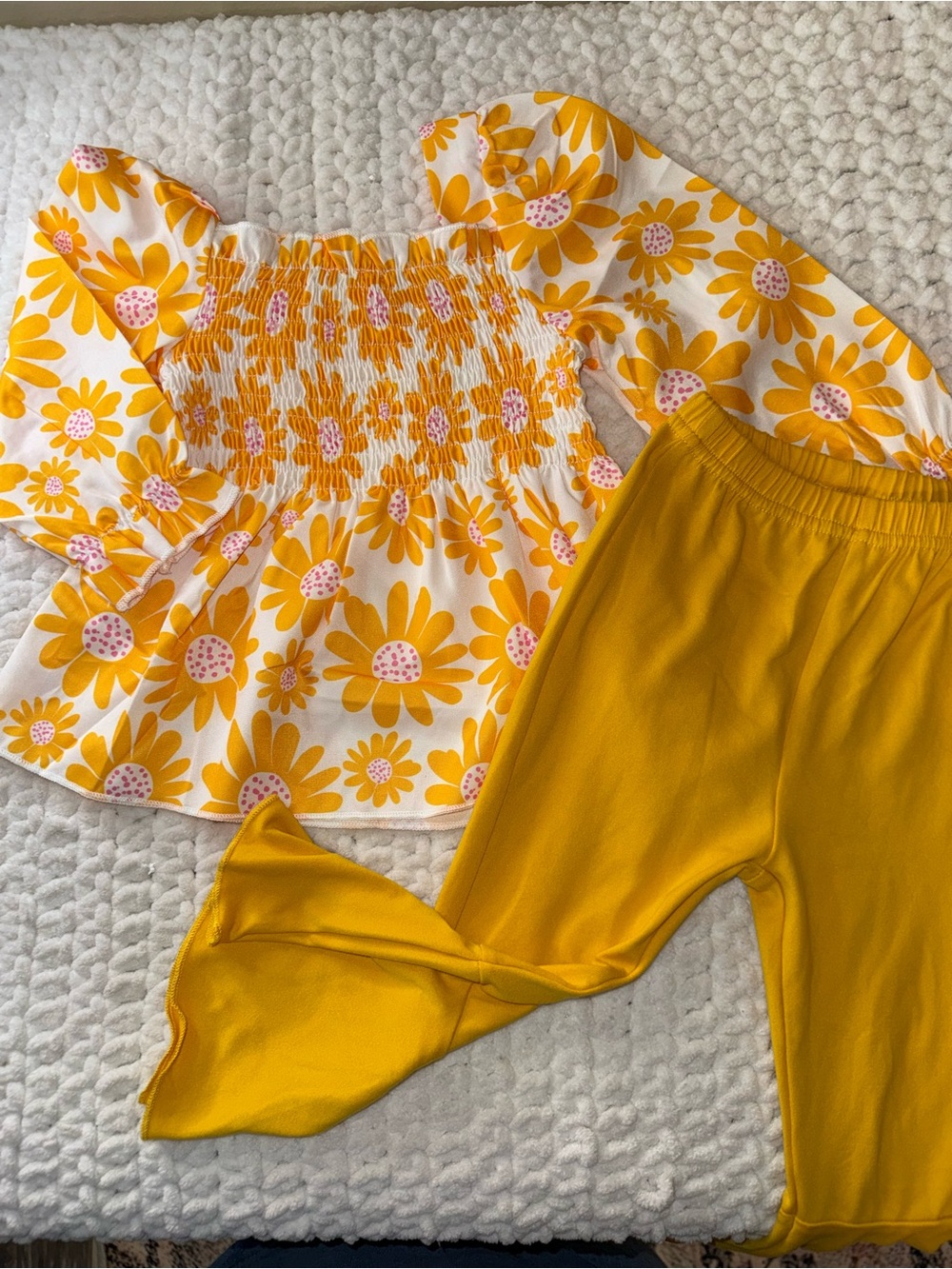 Smocked Yellow Daisy Kids Set -